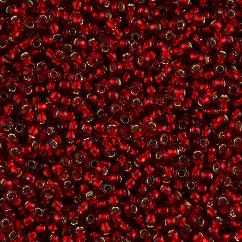 Toho Round Seed Bead 8/0 Silver Lined Garnet 2.5-inch tube (25C)