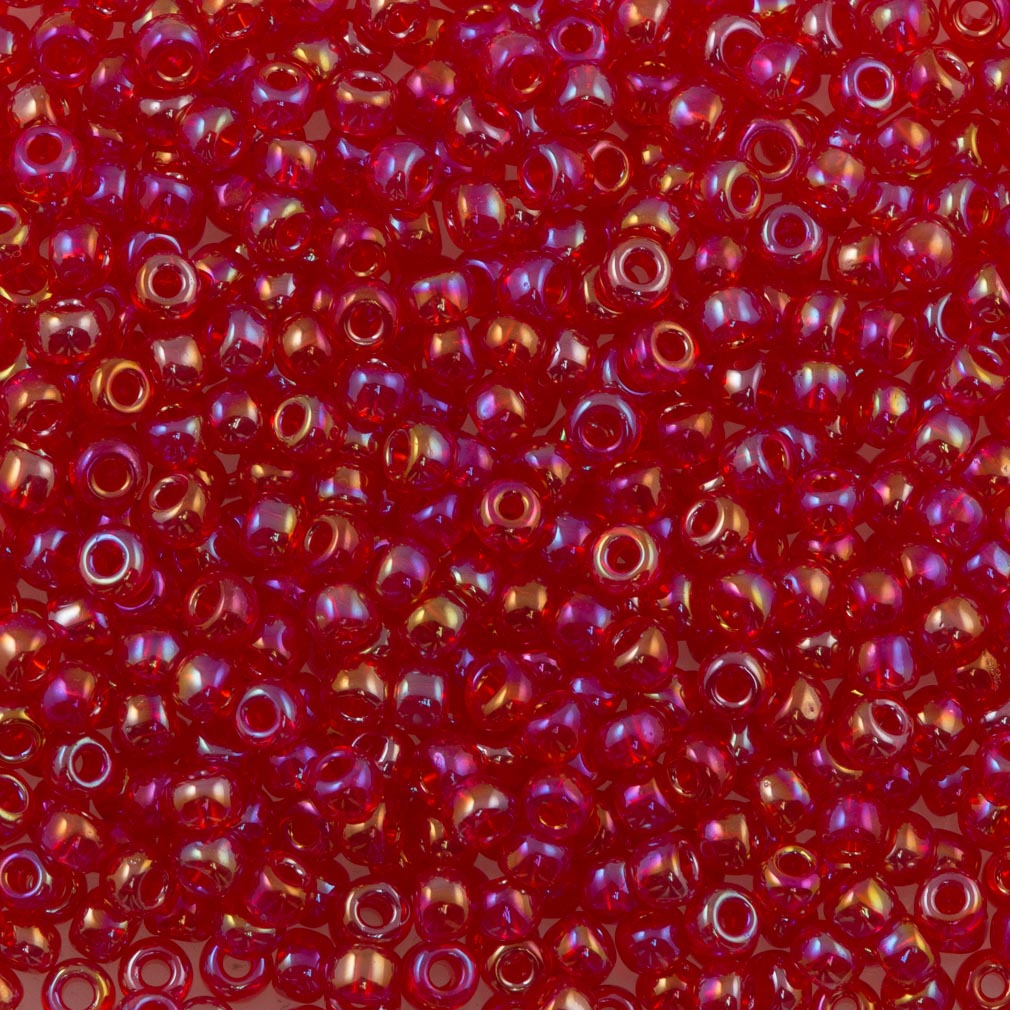 Toho Round Seed Bead 8/0 Transparent Dark Raspberry AB 2.5-inch tube (165B)