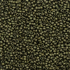 Toho Round Seed Bead 11/0 Opaque Matte Olive 2.5-inch Tube (617)