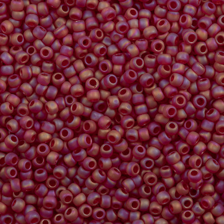 50g Toho Round Seed Bead 8/0 Transparent Matte Dark Ruby AB (165CF)