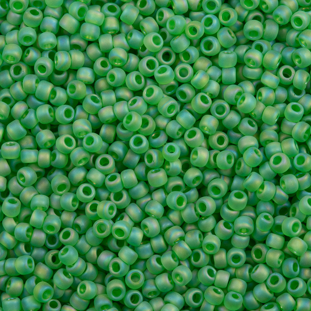 50g Toho Round Seed Bead 8/0 Transparent Matte Light Green AB (167F)