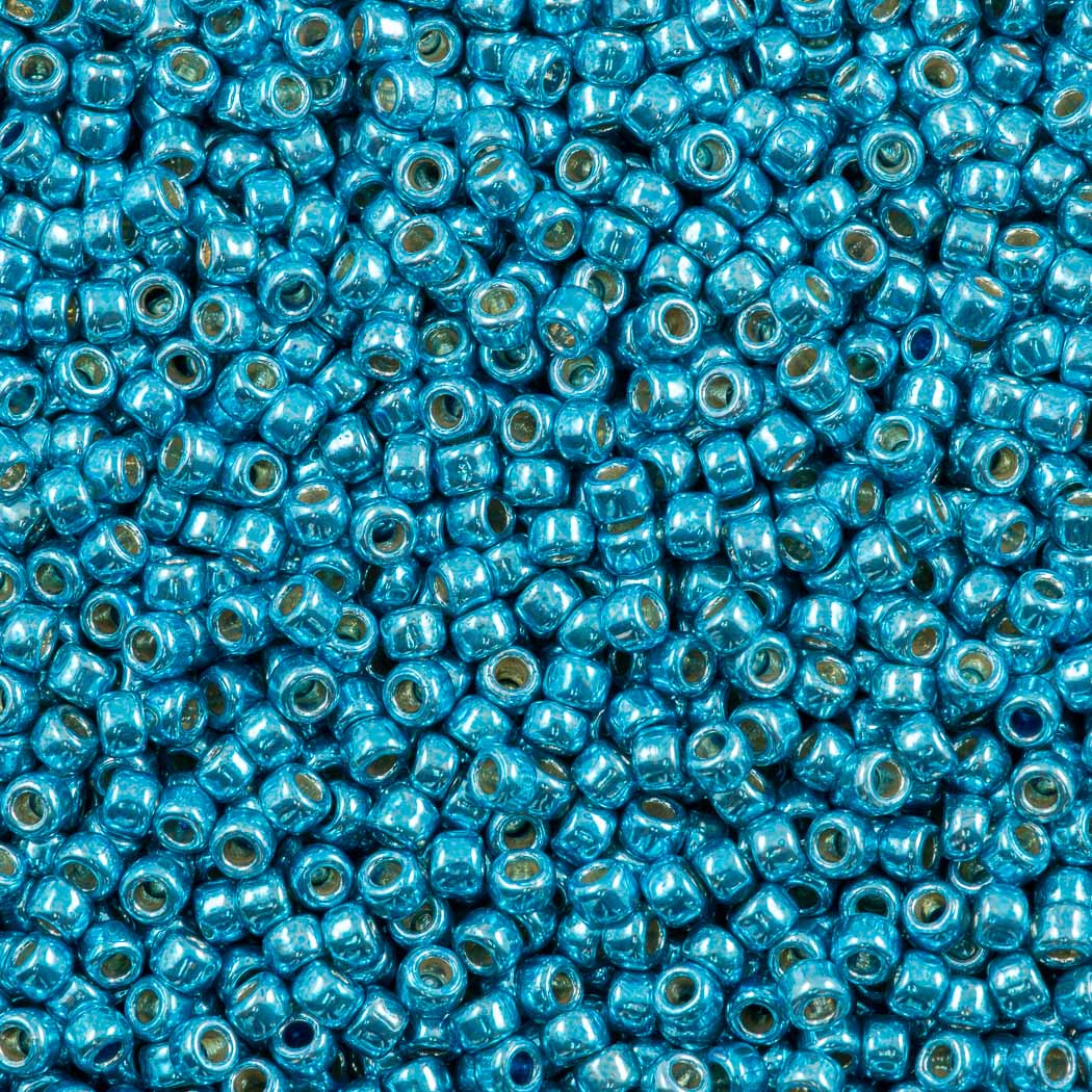 50g Toho Round Seed Bead 8/0 Permafinish Galvanized Aqua Sky (582PF)