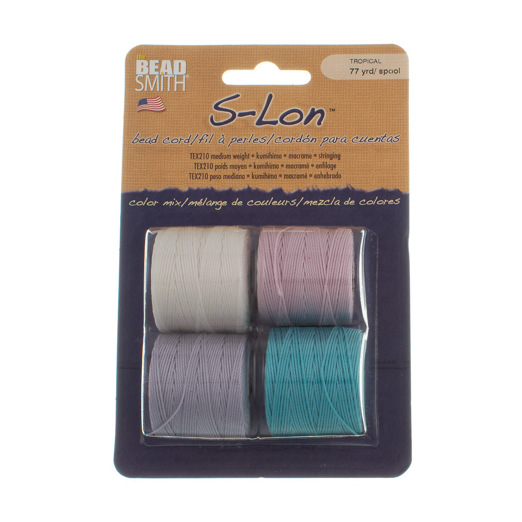 Tropical 4pc Mix S-Lon Bead Cord Mix 77 Yard Spool .5mm TEX 210