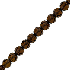 12 TRUE CRYSTAL 4mm Faceted Round Bead Smoked Topaz (220)