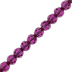 12 TRUE CRYSTAL 4mm Faceted Round Bead Fuchsia (502)