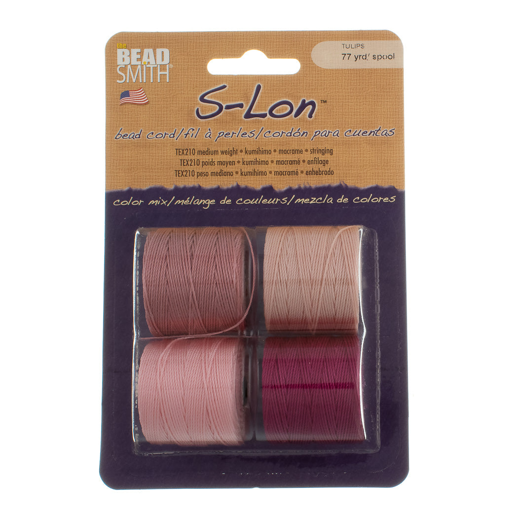 Tulips 4pc Mix S-Lon Bead Cord Mix 77 Yard Spool .5mm TEX 210