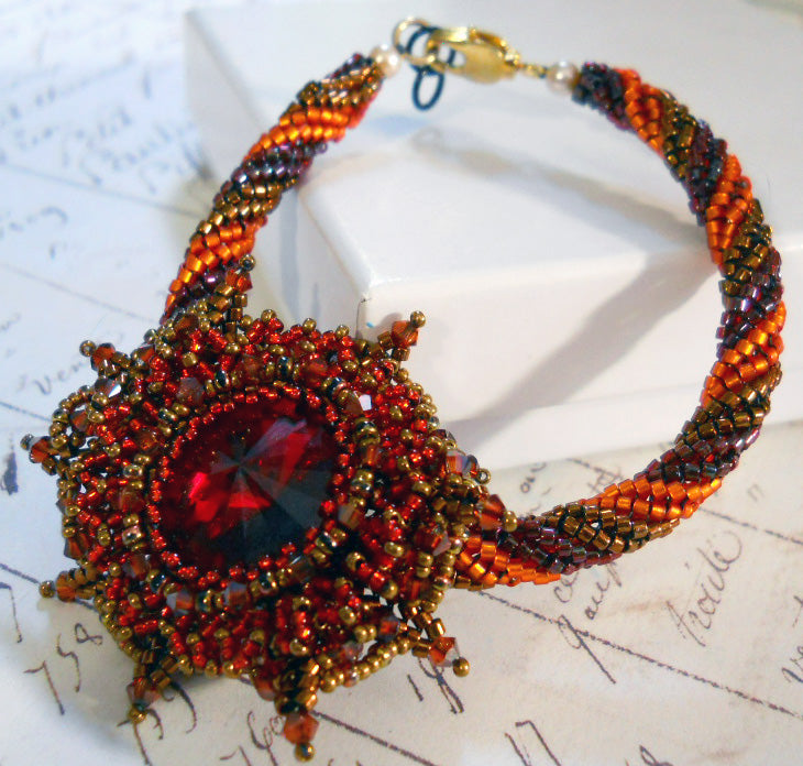 Autumn Bloom Bracelet Design Tutorial - Red & Orange Colorway.