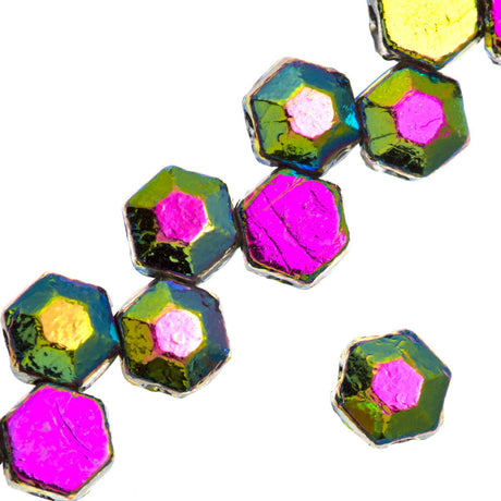 Czech 2 Hole Honeycomb Jewel Beads