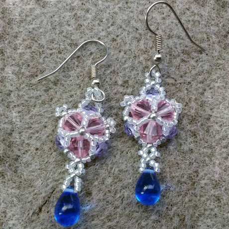 Winter Sparkle Crystal Beaded Earrings Red & Black Colorway.