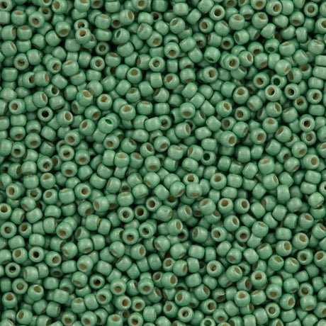 Toho Round Seed Bead 11/0 PermaFinish Matte Galvanized Mint Green 2.5-inch Tube (570PFF)