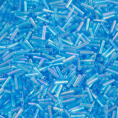 Miyuki 6mm Bugle Bead Transparent Light Blue AB 5-inch Tube (260)