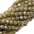 100 Czech Fire Polished 2mm Round Bead Opaque Cream Luster Picasso (65401P)