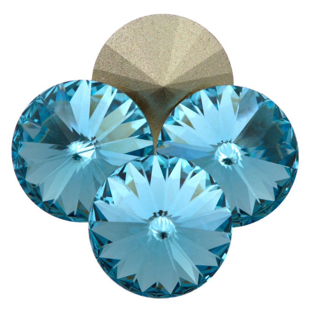Four TRUE CRYSTAL 14mm Rivoli Aquamarine (202)