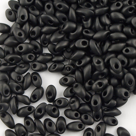 Miyuki Long Magatama Seed Bead Opaque Matte Black 8g Tube (401F)