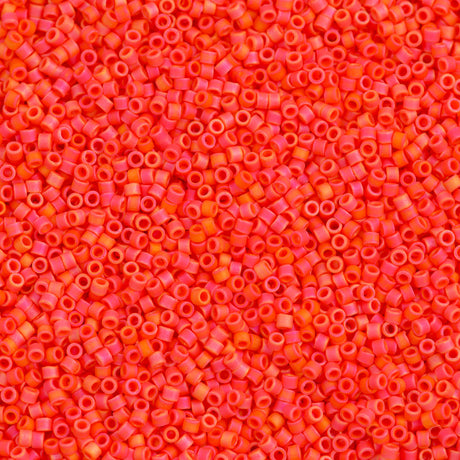 Miyuki Delica Seed Bead 15/0 Matte Opaque Bright Orange AB 2-inch Tube DBS872