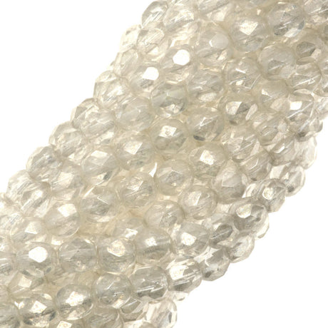 100 Czech Fire Polished 3mm Round Beads Crystal Luster (00030L)