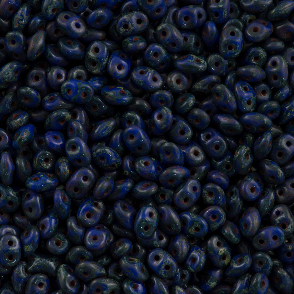 Super Duo 2x5mm Two Hole Beads Blue Travertin 22g Tube (33050TV)