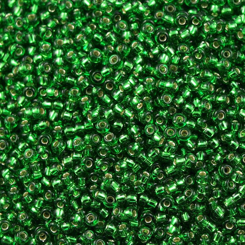 Miyuki Round Seed Bead 8/0 Silver Lined Green 22g Tube (16)