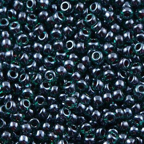 Miyuki Round Seed Bead 11/0 Ruby Lined Emerald AB 15g (362)