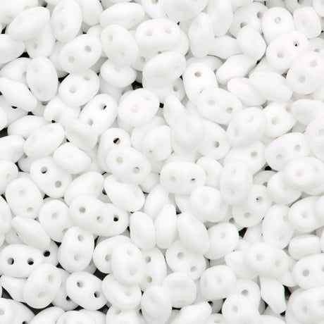 Super Duo 2x5mm Two Hole Beads Matte Chalk White 22g Tube (03000M)