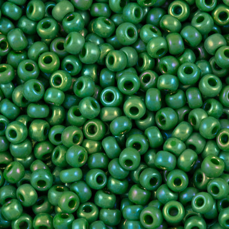 Miyuki Round Seed Bead 6/0 Opaque Green AB 20g Tube (411R)