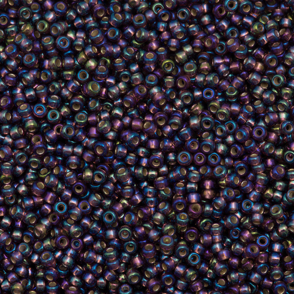 Miyuki Round Seed Bead 11/0 Silver Lined Dark Smoky Amethyst AB 8g Tube (1013)