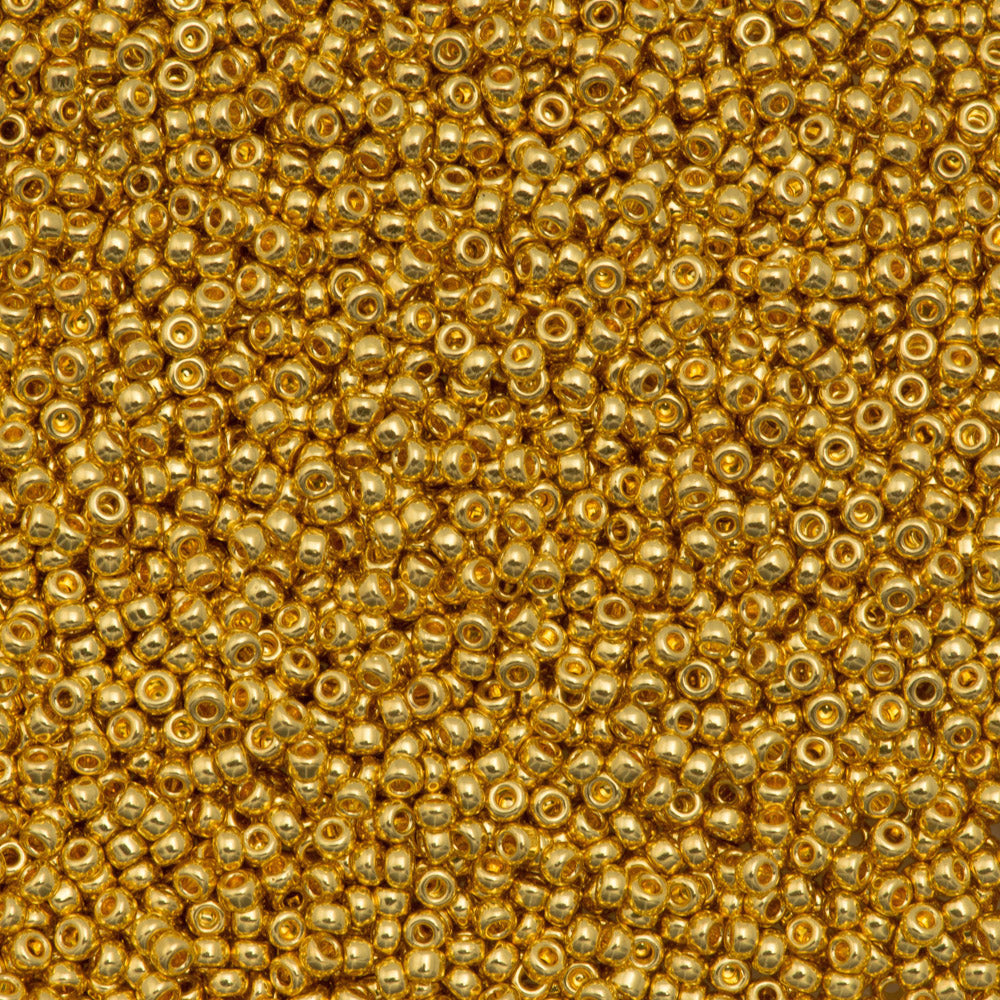8g Miyuki Round Seed Bead 11/0 24kt Gold Plated (191)