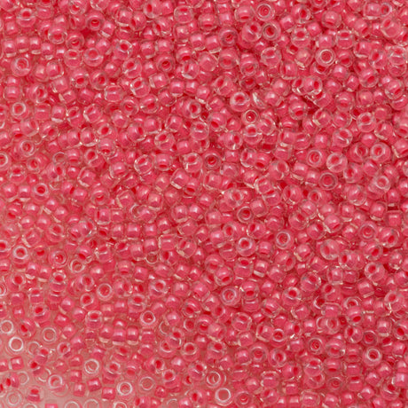 Miyuki Round Seed Bead 15/0 Inside Color Lined Pink Grapefruit 2-inch Tube (204)