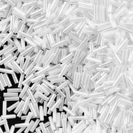 Miyuki 6mm Bugle Bead White Ceylon 5-inch Tube (528)