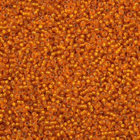 Miyuki Round Seed Bead 15/0 Semi-Matte Silver Lined Dyed Orange 2-inch Tube (1625)