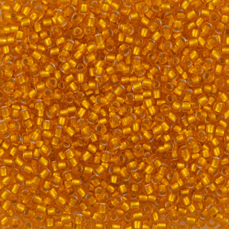 Toho Round Seed Bead 15/0 Silver Lined Matte Light Tangerine 2.5-inch Tube (30F)