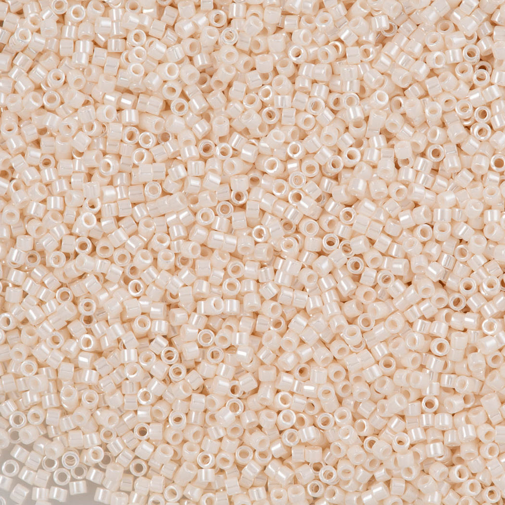 25g Miyuki Delica Seed Bead 11/0 Opaque Luster Blushed White DB1530