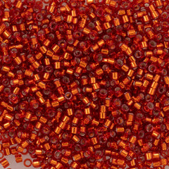 Miyuki Delica Seed Bead 11/0 Silver Lined Orange-Red Dyed 2-inch Tube DB601