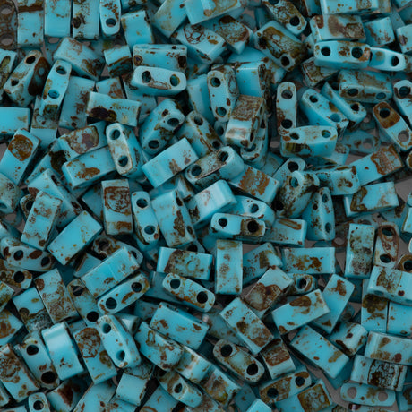 Miyuki Half Tila Seed Bead Opaque Seafoam Green Picasso (4514)