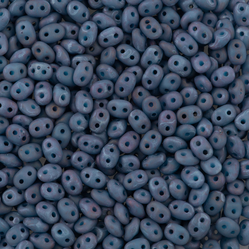 Super Duo 2x5mm Two Hole Beads Opaque Matte Light Blue Nebula (63030NEBM)