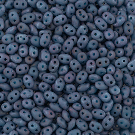 Super Duo 2x5mm Two Hole Beads Opaque Matte Light Blue Nebula (63030NEBM)