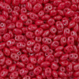 Super Duo 2x5mm Two Hole Beads Opaque Red White Luster (93200WL)