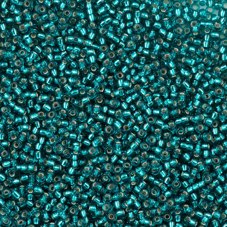 Miyuki Round Seed Bead 8/0 Silver Lined Teal 22g Tube (2425)