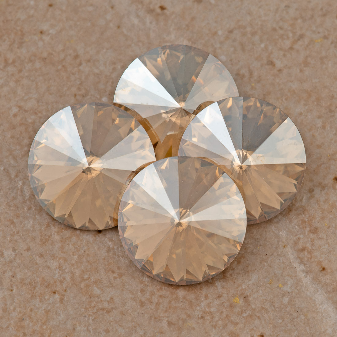 Four TRUE CRYSTAL 12mm Rivoli Golden Shadow (001 GSHA)