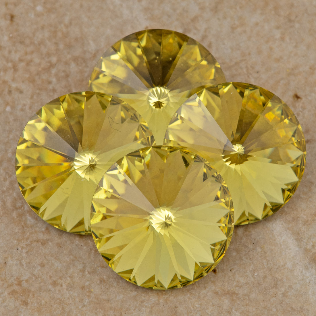 Four TRUE CRYSTAL 12mm Rivoli Dark Jonquil (213)