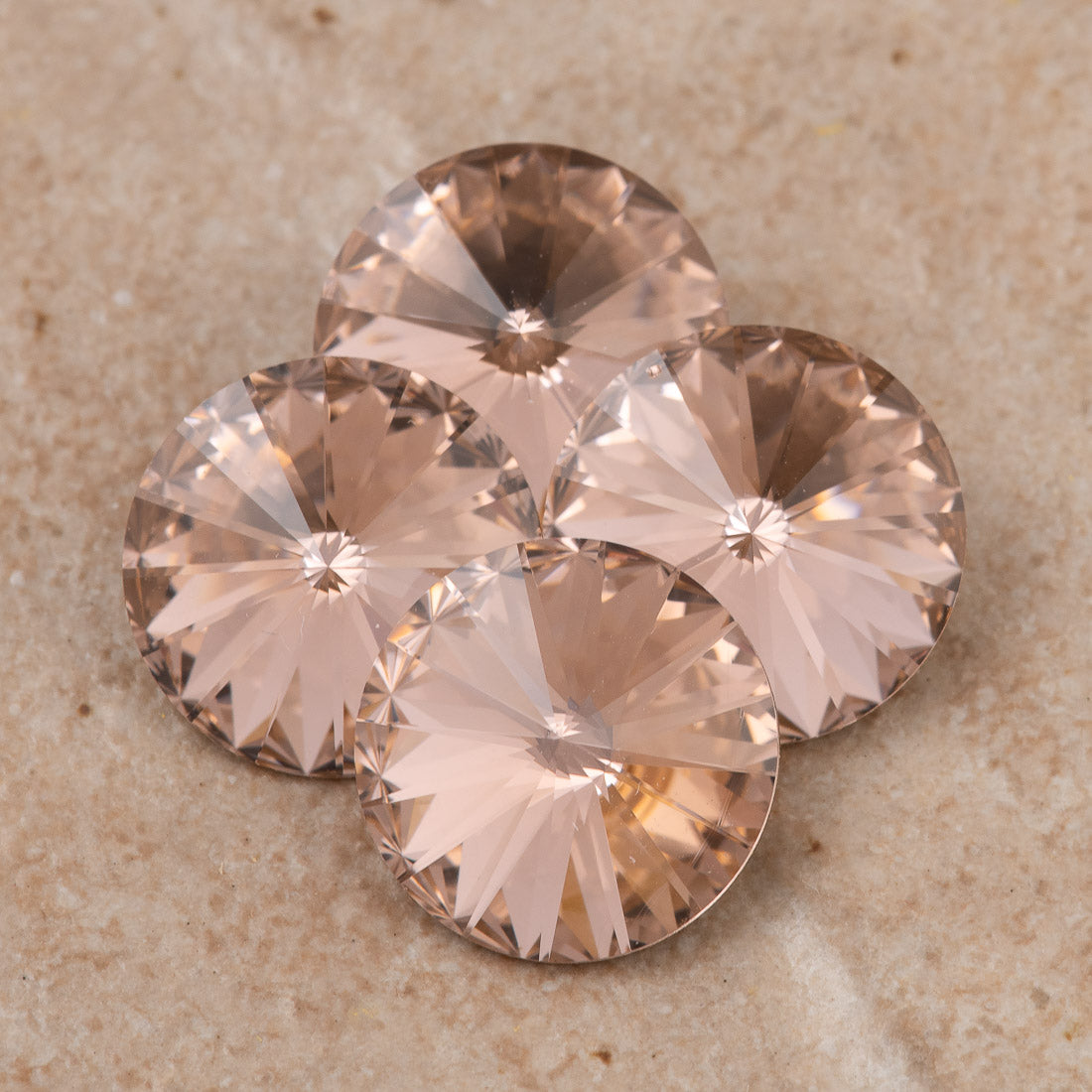 Four TRUE CRYSTAL 12mm Rivoli Vintage Rose (319)