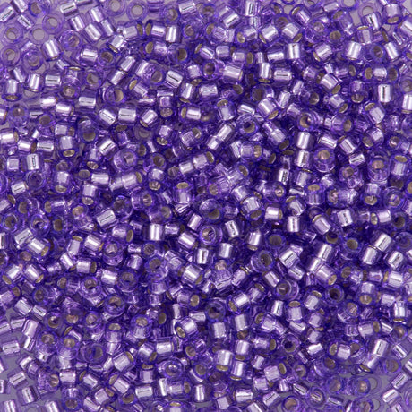 25g Miyuki Delica Seed Bead 11/0 Silver Lined Dyed Lilac DB1347