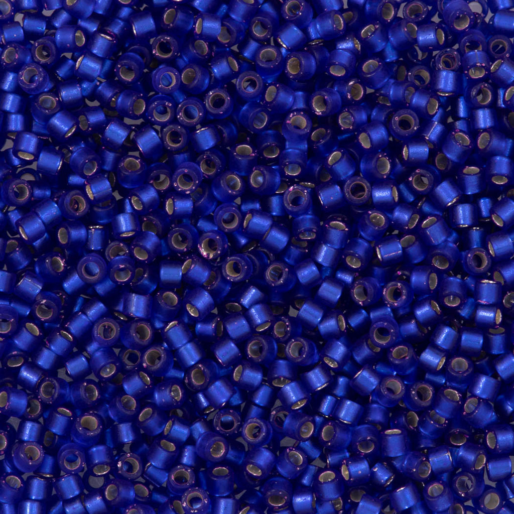 Miyuki Delica Seed Bead 11/0 Semi Matte Silver Lined Dyed Cobalt DB696