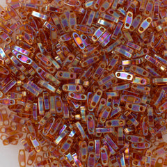 Miyuki Quarter Tila Seed Bead Transparent Dark Amber AB 7g Tube (257)