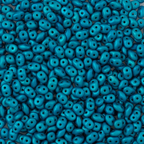 Super Duo 2x5mm Two Hole Beads Metalust Matte Turquoise (24306)