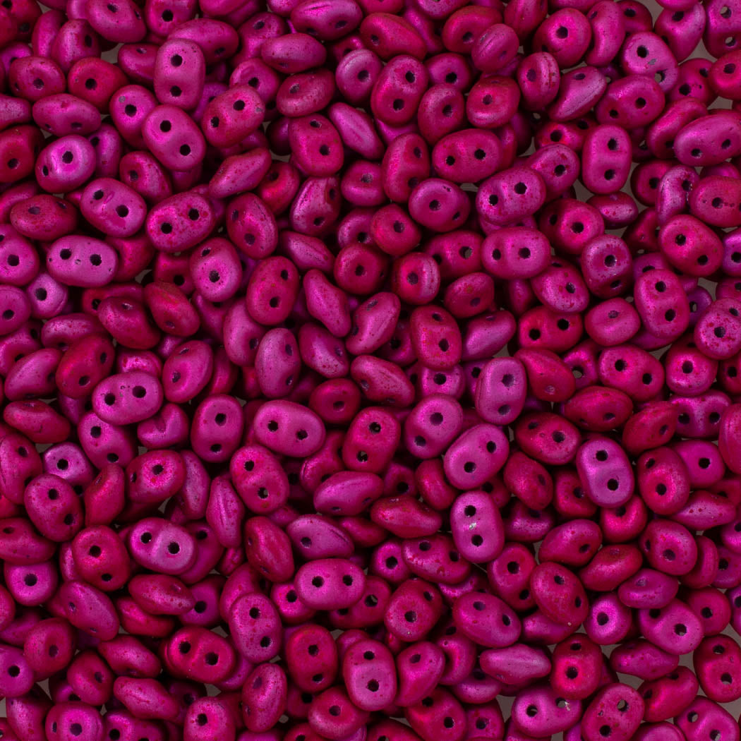 Super Duo 2x5mm Two Hole Beads Metalust Matte Hot Pink 22g Tube