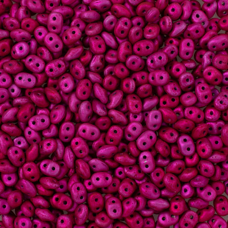Super Duo 2x5mm Two Hole Beads Metalust Matte Hot Pink (24307)