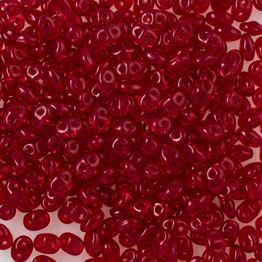 Super Duo 2x5mm Two Hole Beads Siam Ruby (90080)
