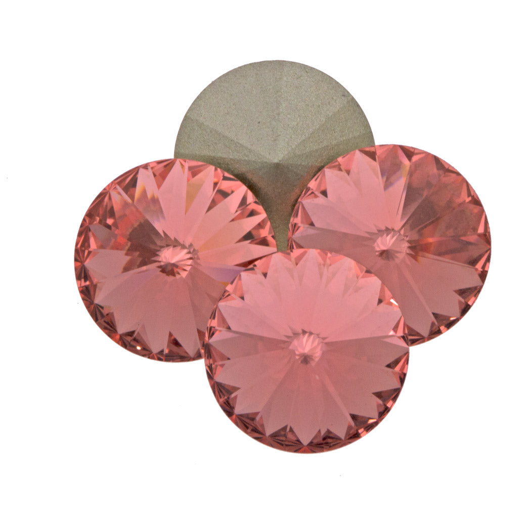 Four TRUE CRYSTAL 14mm Rivoli Rose Peach (262)