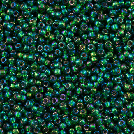 Miyuki Round Seed Bead 8/0 Silver Lined Green AB 22g Tube (1016)